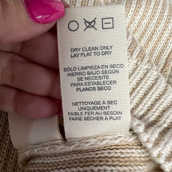Cleobella Sydney Sweater Hand Knit Cotton Crew Two Tone Ivory Stripe Size L NWT - Picture 10 of 14